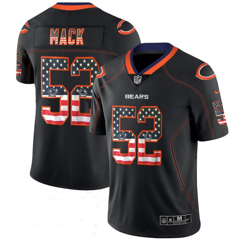 Men's Bears #52 Khalil Mack 2018 Black USA Flag Color Rush Limited Fashion NFL Stitched Jersey